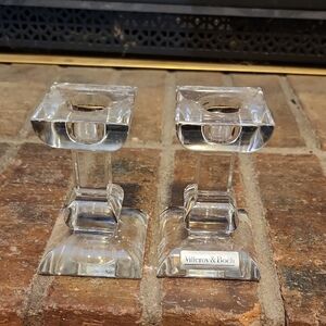 Villeroy & Boch Crystal Candle Holders 4" Tall Christmas Holidays